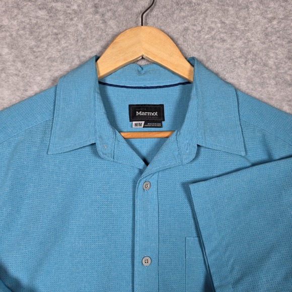 Marmot Other - Marmot Shirt Mens Size Medium Cyan Lightweight Perforated Airy Button Down Hike